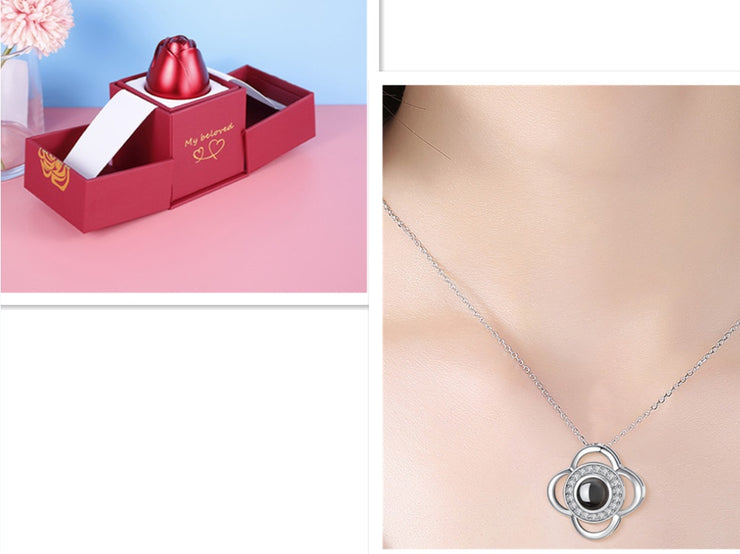 Coffret cadeau de bijoux en métal rose pour la Saint-Valentin, collier pour mariage, petite amie