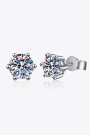 Boucles d'oreilles à tige en argent sterling 925 à 6 griffes et moissanite de 2 carats