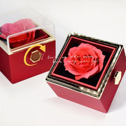 Coffret cadeau rotatif en forme de rose avec fleur de savon Coffret créatif rotatif pour bijoux en forme de rose Cadeau de Saint-Valentin pour femme