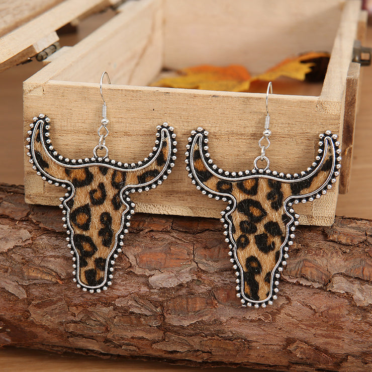 Alloy Animal Print Cow Head Earrings