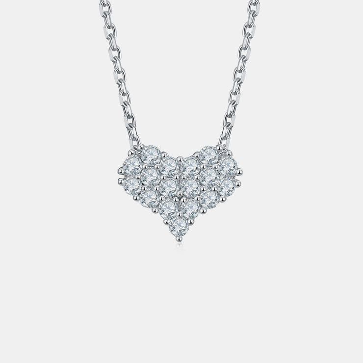 Collier en argent sterling 925 avec cœur et moissanite