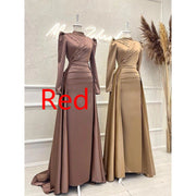 Muslim Stand Collar All-inclusive Long Sleeve Detachable Evening Dress