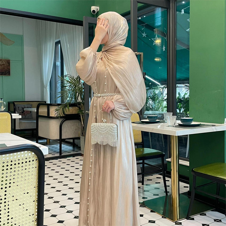 Muslim Clothing Streamer Yarn Three-piece Set Dress