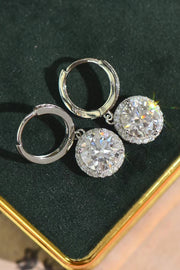 Boucles d'oreilles pendantes rondes en moissanite de 2 carats