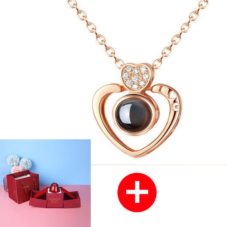 Coffret cadeau de bijoux en métal rose pour la Saint-Valentin, collier pour mariage, petite amie